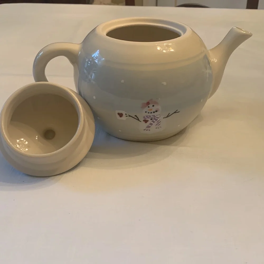 Hartstone Pottery SNOW PEOPLE 48 Snowman Blue Vintage 1989. Crate & Barrel.